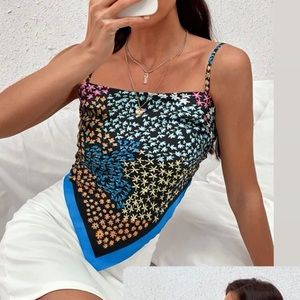 Floral back wrap top